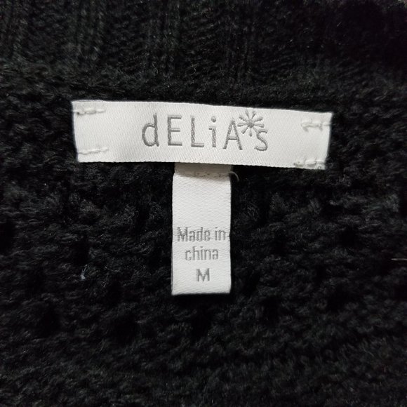 Delia's sweater Medium sequin embellished pullover open knit crochet acrylic - Picture 10 of 11